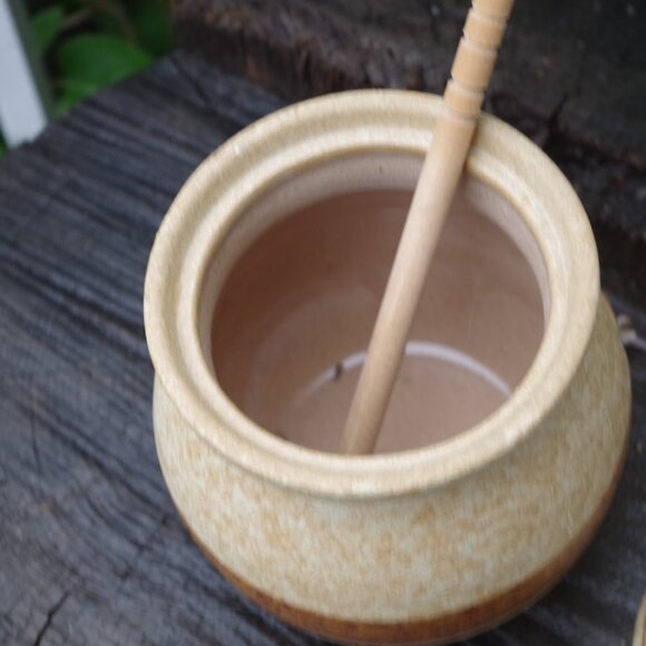 Cute Honey Pottery Jar With Bear Hand Crafted Stone Wear - Picture 4 of 6
